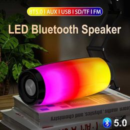 Portable Speakers LED Bluetooth Speaker Portable Wireless Bass Subwoofer Music Player AUX R230727