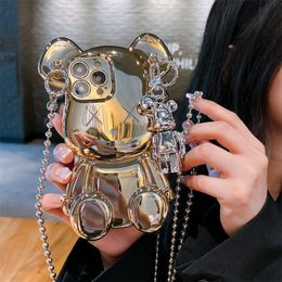 3D Electroplated Cartoon Cute Bear Phone Case Cover for IPhone 11 12 13 14 Pro Max Shockproof Cases