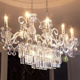 Club Idea led crystal lighting Luxury rectangular crystal chandelier modern large Hall el villa dining room led chandeliers LLF2686