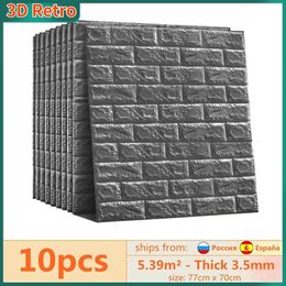 3D Wall Panel 10 waterproof self-adhesive wallpapers for home bedroom decoration 3D retro brick wall stickers for living room TV background decoration 230725