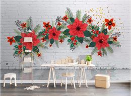 Wallpapers Custom Po 3d Wallpaper Non-woven And Silk Mural Brick Wall Flower Background Painting Picture Room Murals