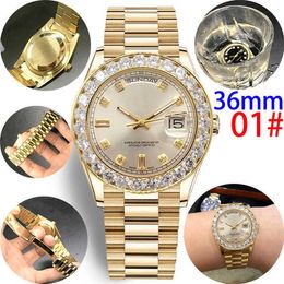 High quality luxury transparent 9 square brick dial bezel large diamond 36mm813 automatic steel waterproof watch