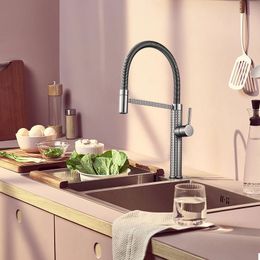 New Sink Faucet Kitchen Tap Hot and Cold Carved Spring Brass Rotation Pull Down Decked Single Lever Mixer New