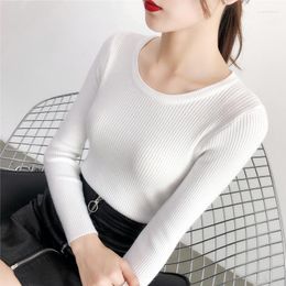 Women's Sweaters Fashion Solid White And Black Tops 2023 Winter Long Sleeve O Collar Pullovers Womens Femme Clothing