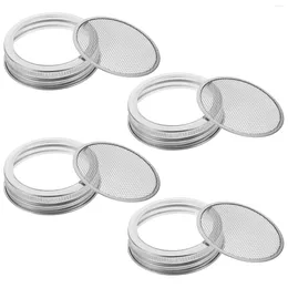 Dinnerware Sets 4 Pcs Sprout Maker Lids Stainless Steel Mesh Screen Sprouting Screens Lid Bean Jar Strainer