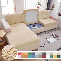 Pillow Velvet Elastic Sofa Covers Sets For Living Room Seat Furniture Corner Slipcovers 2 And 3 Seater Couch Cover