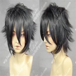 100% Brand New High Quality Fashion Picture full lace wigs>Final Fantasy Versus13 Short Cosplay Dark Grey Wig303z