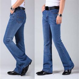 Mens Flared Leg Jeans Trousers High Waist Long Flare For Men Bootcut Blue Hommes bell bottom jeans men 210622282b