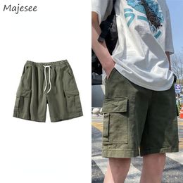 Shorts Men Summer Cargo Fashion Loose Oversize Students Casual Japanese Trendy All-match Ins Knee-length Elastic Waist Clothing