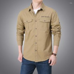 Men's Casual Shirts Spring Long-sleeved Shirt Multi-pocket Military Uniform Thin