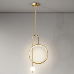 Pendant Lamps Modern Round Ring LED Lights Master Room Home Decor Hanging Lamp Indoor Lighting For Bedroom Kitchen Restaurant Gold