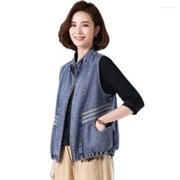 Women's Vests 2023 Women Denim Vest Cardigan Female Spring Summer Products Simple Large Pocket Sleeveless All-Match Loose Short Top A