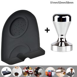 Tampers 51mm 53mm 58mm Coffee Tamper Mat Silicone Rubber Tampering Corner Espresso Maker Milk Cup Dosing Ring 230725