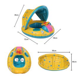 Whole-Summer Baby Swimming Ring Inflatable Ring Adjustable Sunshade Seat Swimming Pool Float Newborns Bathing Circle Inflatabl240S