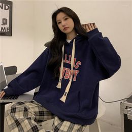 Women's Hoodies Drawstring Pullover Korean Style Sweater Hooded Grunge Y2k Streetwear Casual Clothes Aesthetic Gothic Winter Clothing