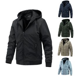 Mens Jackets Spring and Autumn Detachable Hooded Men Jacket Casual Sports Thin Cotton Coat Business Trendy Clothing Multiple Size 230725