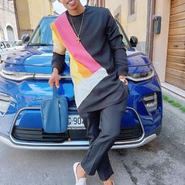 Men's Tracksuits Men Two Piece Outfit Set Printed Colourful Tops Shirts Trousers African Ethnic Style Casual Suits Wedding Clothing Customs 230725