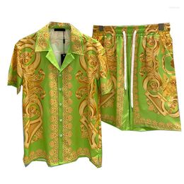 Men's Tracksuits Men Floral Print Hawaiian Shirt Sets 2023 Summer Short Sleeve Button Beach Shorts Streetwear Casual Mens Suit 2 Pieces