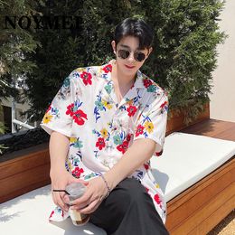 Men's Casual Shirts NOYMEI Personalised Loose Holiday Style Suit Collar Short Sleeved Floral Shirt Men Korean Fashion Summer Male Top WA1419