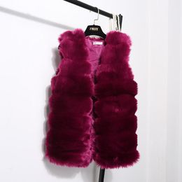 Parkas Mazefeng 2020 New Women Fashion Faux Fur Coat Winter Coat Female Waist Coat Fur Gilet Women's Fur Jacket Fur Vest for Ladies