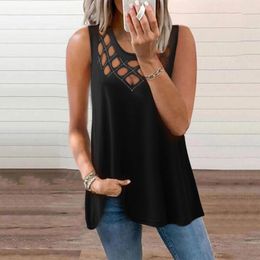 Women's Tanks Summer Sleeveless Sexy Tank Tops Hollow Out Solid Colour Fashion Top Streetwear Ladies Casual Vest Ropa Mujer