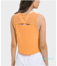 Lu Wome Vest Yoga Tank Top For Women Summer Tee Shirt Loose Fit Workout Tank Gym Wear Sleeveless Back Hollow Out Sportswear Running Sport Shirts Buttery Soft