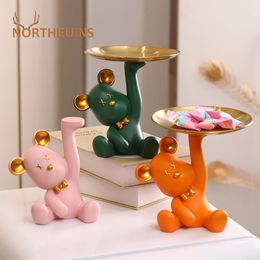 Decorative Objects Figurines NORTHEUINS resin bear empty pocket residential entrance decoration tray key indoor object statue receiver storage diagram 230726