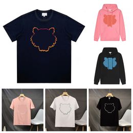 Tasarımcı T Shirt Nakış Tişört Erkekler Kadın Traend Kısa Kollu Üstler Tiger Hoodie Saf Gömlek Pamuk Tshirts Gevşek Kapüşonlu Sokak Giyin