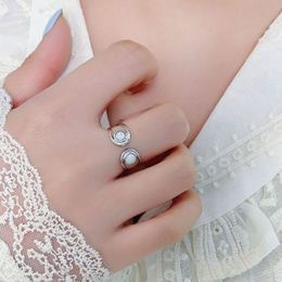 2023 New European and American Double Round Oubao S925 Sterling Silver Ring Women's Simple Fashion Ring Handpiece