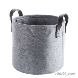 Storage Baskets Felt Storage Basket Living Room Tea Table Black Gray Laundry Sundries Storage Basket Cloth Felt Storage Box Bedroom Socks R230726