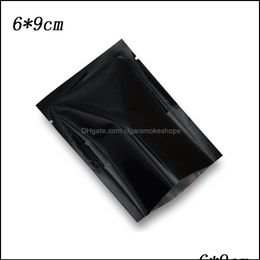 Packing Bags Office School Business Industrial 6x9Cm Black Open Top Food Glossy Aluminum Foil Vacuum Package Bag Heat Sealer Seala294j