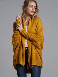 Women s Knits Tees Fitshinling Oversized Sweater Cardigan Female Clothes Patchwork Batwing Sleeve Long Outerwear Women Winter Big Size Jacket Coat 230725