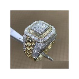 Solitaire Ring Hip Hop Diamond Championship Rings Crystal Gold Men Fashion Jewellery Will And Sandy Gift Drop Delivery Dhpj6