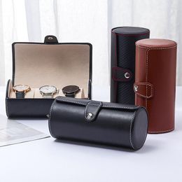 Watch Boxes 3 Grids PU Leather Box Travel Roll Case Holder Organizer Display Storage Jewelry Collection Stand