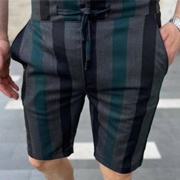 Men's Shorts Summer Retro Plaid Stripe Casual Business Gentleman British Style Fashion Cropped Pants Outside Wear Men