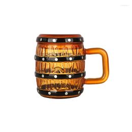 Wine Glasses Beer Mug 470ml 16oz Large Capacity Wooden Barrel Shape Glass Cup With Handle And Lid Like One Piece Pirate 1