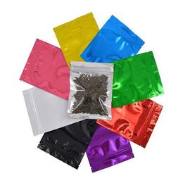 10 2x12 7 cm 100pcs Packing Bags Colorful Reclosable Mylar Foil Smell Proof Food Storage Bag Tear Notches Aluminum-foil Heat Seal 243O