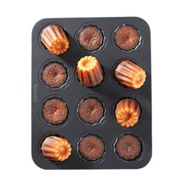 Candles Carbon Steel 12 Cavity Non-Stick Cannele Bordelais Fluted Mould Pudding Mould Cupcake Muffin Baking Pan Kitchen Baking Tools 230726