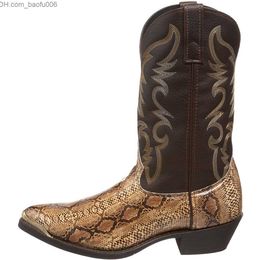 Boots Boots Retro Men Women Boots Golden Head Snake Skin Faux Leather Winter Shoes Embroidered Western Cowboy Boots Unisex Footwear Big Size L230711 Z230726