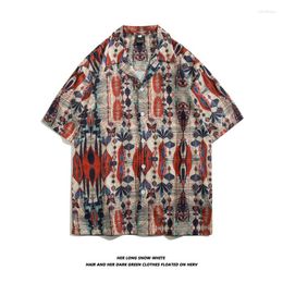 Men's Casual Shirts Retro Vintage Shirt Hawaiian Oversize Full Printing Short Sleeve Summer Holiday Beachwear Cool Fashion Tops