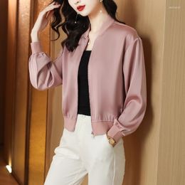 Women's Jackets Fashion Autumn Loose Short Silk Jacket Unique Large Sleeve Women