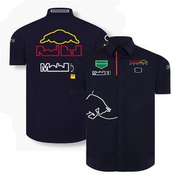 2022 new f1 team racing suit men's short-sleeved lapel shirt overalls shirt custom oversized263D