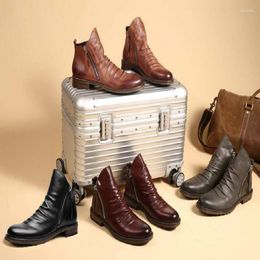 Boots Nice Autumn Winter Large Size Men's Flat-bottomed Pointed Toe Polished Side Zipper Korean Casual Fashion Tassel