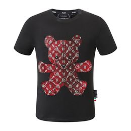 PLEIN BEAR T SHIRT Mens Designer Tshirts Brand Clothing Rhinestone PP Skulls Men T-SHIRT ROUND NECK SS SKULL Hip Hop Tshirt Top Tees 16543