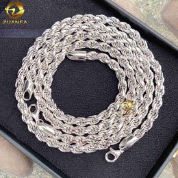 Designer Jewelry Custom hip hop moissanite jewellery 6mm classical necklace 925 sterling silver rope chains for men women