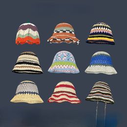 Beanie/Skull Caps Summer Flower Crochet Hat Funny Novelty Beanies Knit Cap Bucket Hat Women Korean Style Panama Y2k Accessories 230725cj