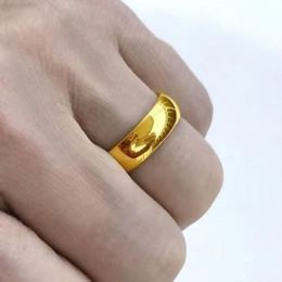 Wedding Rings UMQ 24K Pure Copy Real 18k Yellow Gold 999 24k Plain Smooth Face Personality Money Seeking Couple Ring for Men and Women Couple 230725