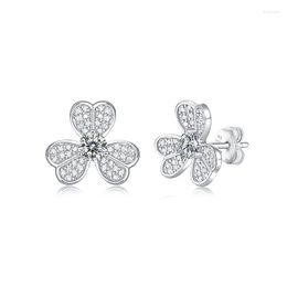 Stud Earrings Aesthetic 3 Leafs 0.5ct Diamond Moissanite Jewelry Piercing Ear 925 Sterling Silver For Women Wedding Engagement