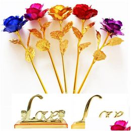 Decorative Flowers Wreaths Artificial Gold Foil Plated Rose Home Decoration Flower For Birthday Valentine Mothers Day Gift Drop Deli Otkpu