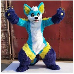 Furry Canine Mascot Costume Husky Dog Fursuit Halloween Carnival Party Suit Canine Animal Costume Bent Legs